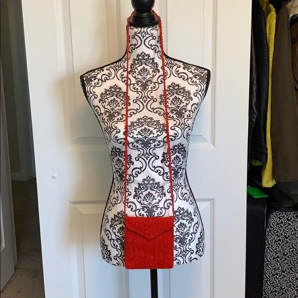 Vintage Red Beaded Crossbody / Satchel - Picture 6 of 14